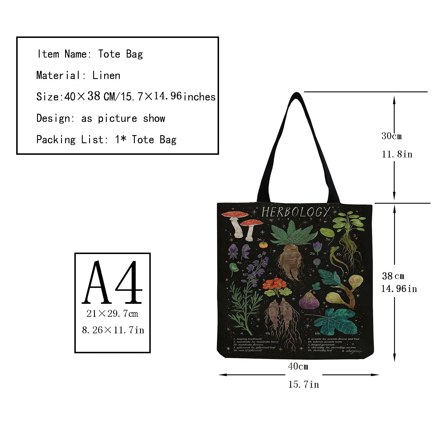 Cartoon Mushroom Printed Beach Shoulder Bag High Capacity Travel Handbag