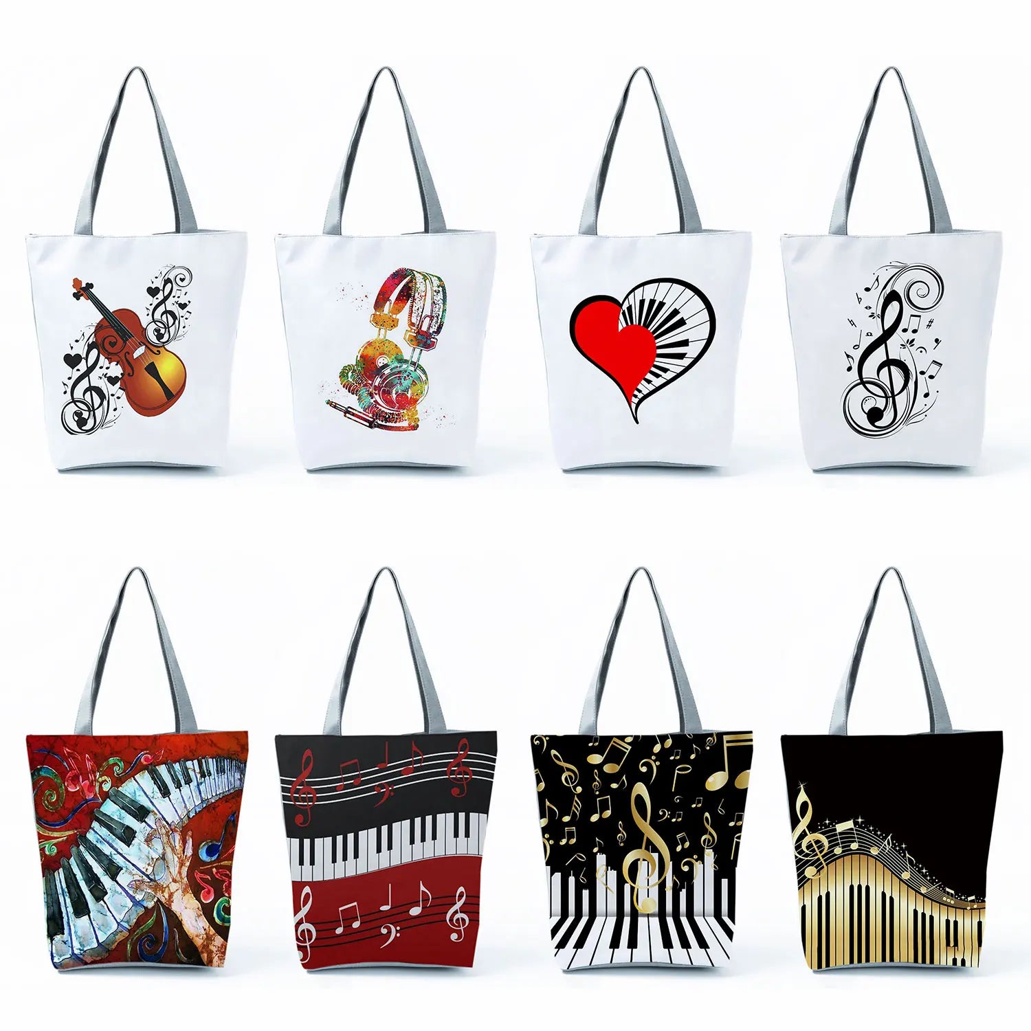High Capacity Reusable Music Notation Tote Bag