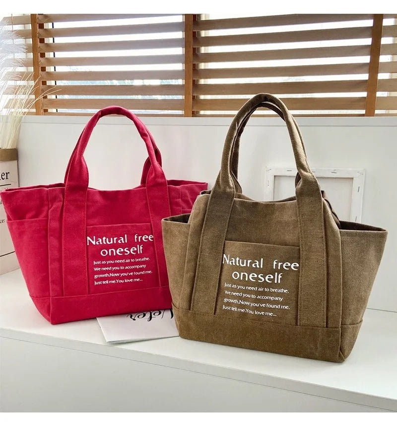 Canvas Shoulder Bag Women Handbag Large Tote Pure Cotton Shopper Portable