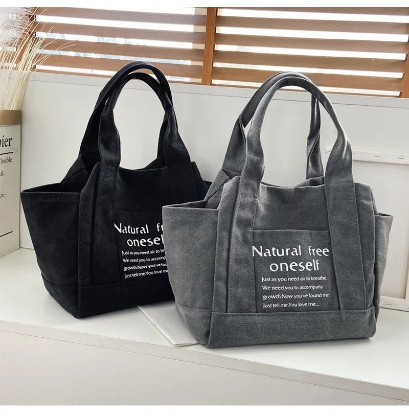 Canvas Shoulder Bag Women Handbag Large Tote Pure Cotton Shopper Portable