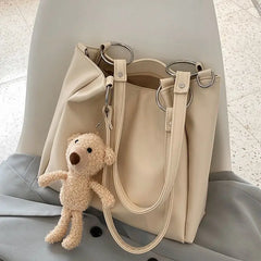 Women's Large Capacity Tote Bag High Street Casual PU Leather Handbag