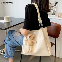 Women's Large Capacity Tote Bag High Street Casual PU Leather Handbag