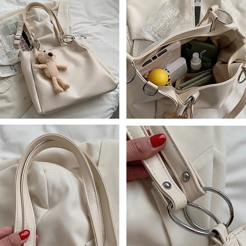 Women's Large Capacity Tote Bag High Street Casual PU Leather Handbag