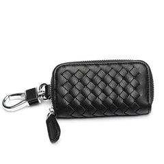 Woven Leather Car Key Wallet Key Organizer PU Waterproof Key Case