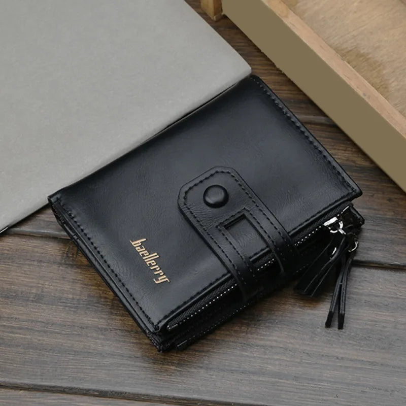 Short Men Wallets Double Zipper Multi-Functional Wallet Solid Large Capacity