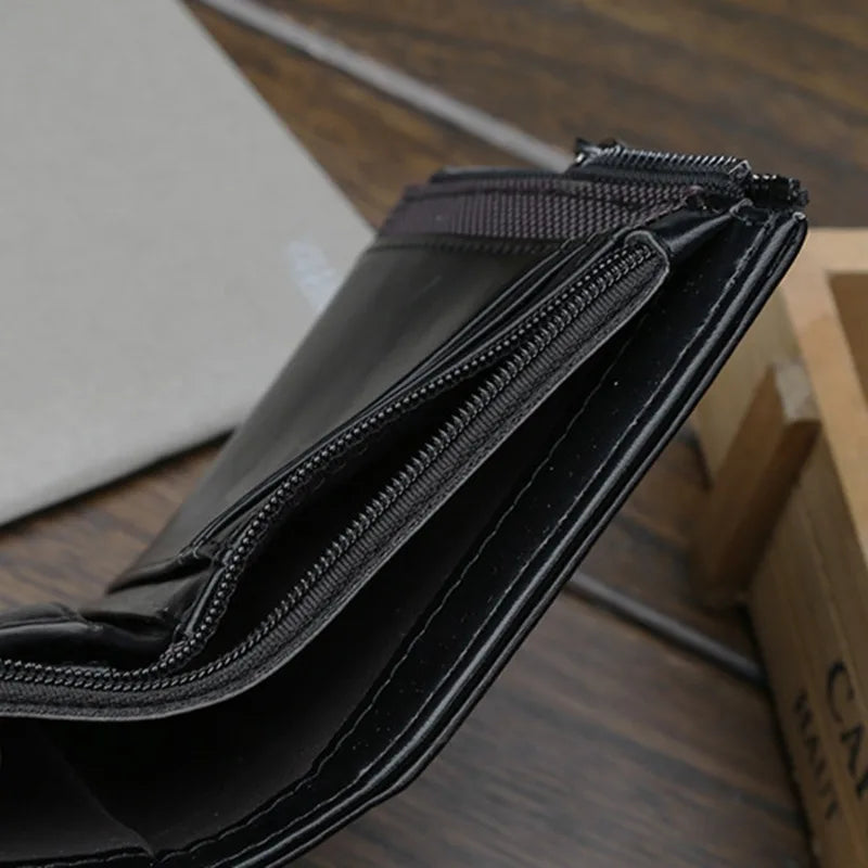Short Men Wallets Double Zipper Multi-Functional Wallet Solid Large Capacity