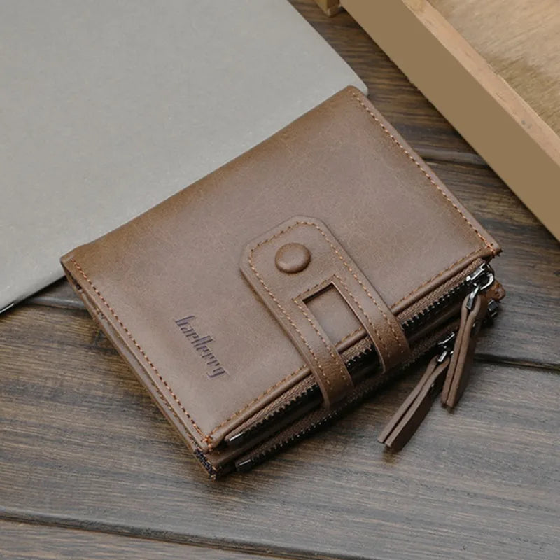 Short Men Wallets Double Zipper Multi-Functional Wallet Solid Large Capacity