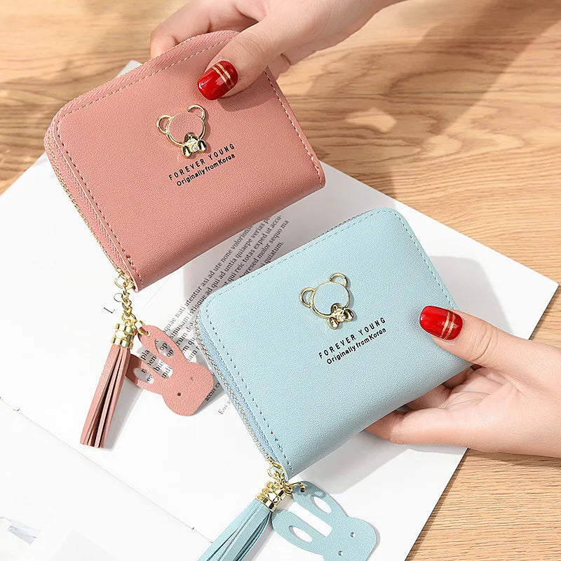 Short Tassel Wallet Mini Purse for Women Students Lovely Small Wallet