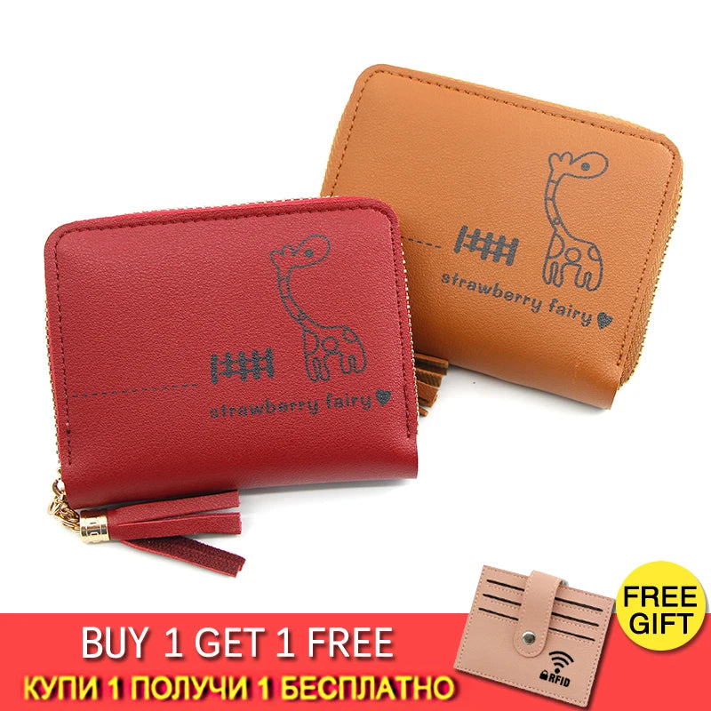 Short Women Wallets Love Tassel Hasp Coin Purse Card Holder Female Clutch Money