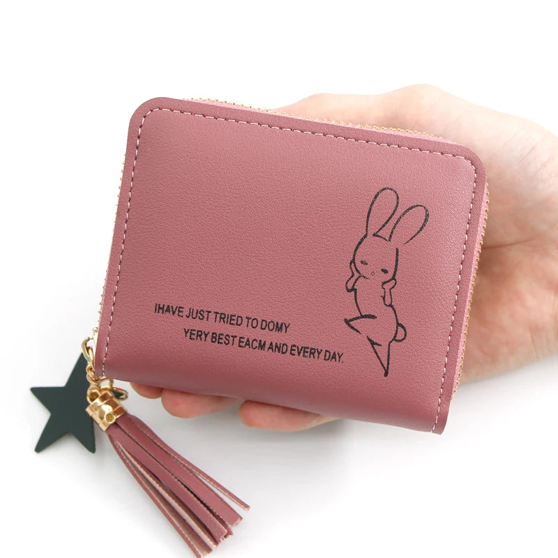 Short Women Wallets Love Tassel Hasp Coin Purse Card Holder Female Clutch Money