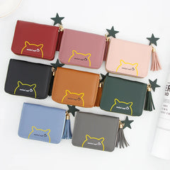 Short Women Wallets Love Tassel Hasp Coin Purse Card Holder Female