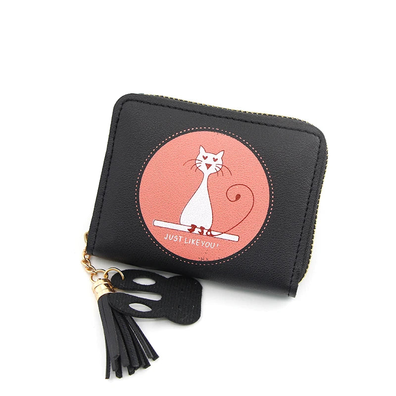 Short Women Wallets Love Tassel Hasp Coin Purse Card Holder Female Clutch Money