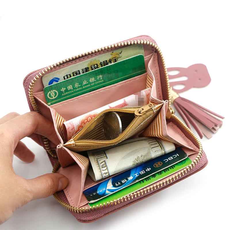 Short Women Wallets Love Tassel Hasp Coin Purse Card Holder Female Clutch