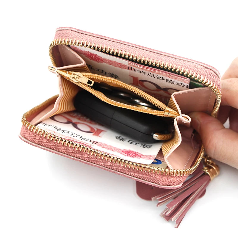 Short Women Wallets Love Tassel Hasp Coin Purse Card Holder Female Clutch Money