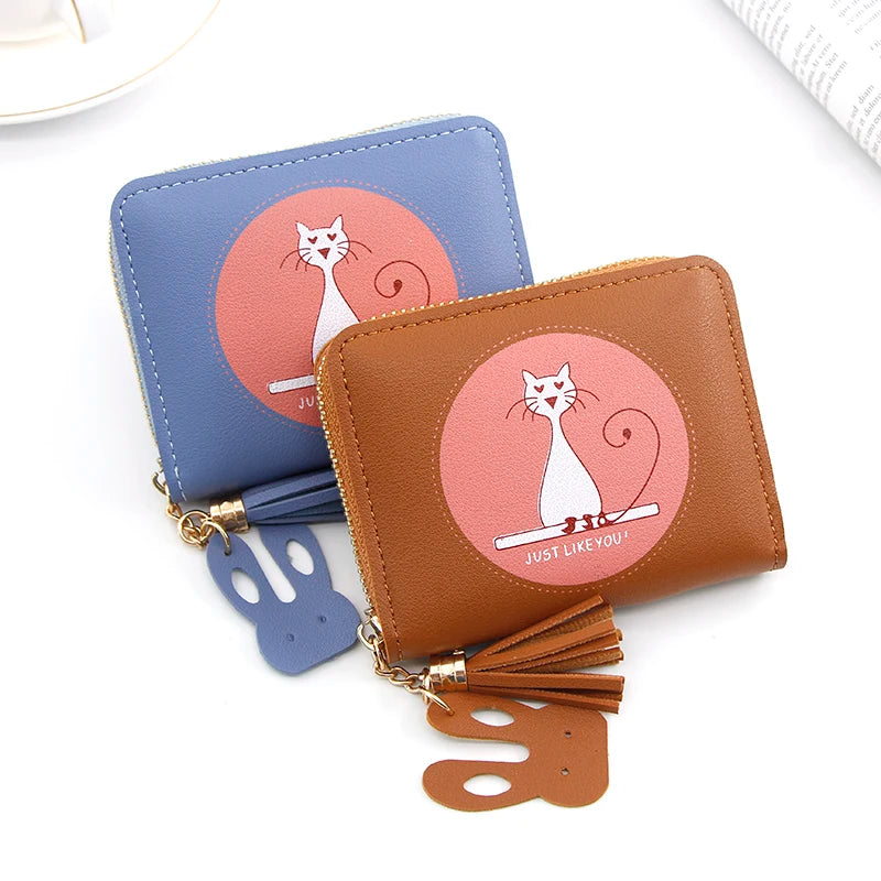 Short Women Wallets Love Tassel Hasp Coin Purse Card Holder Female Clutch Money