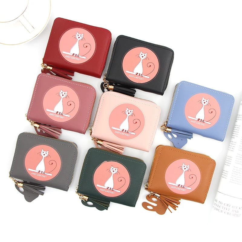 Short Women Wallets Love Tassel Hasp Coin Purse Card Holder Female Clutch Money