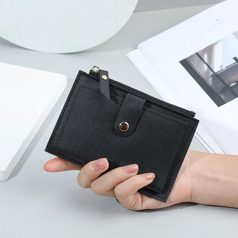 Short Zipper Wallet for Women with Card Slots