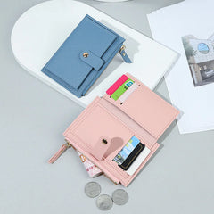 Short Zipper Wallet for Women with Card Slots