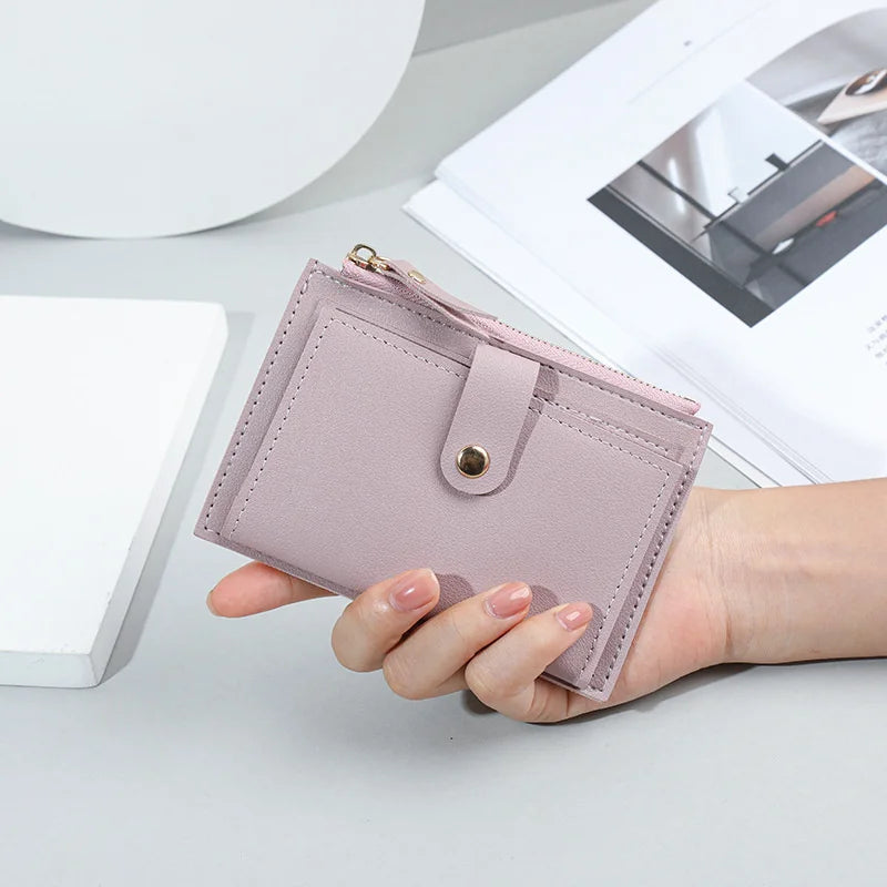 Short Zipper Wallet for Women with Card Slots