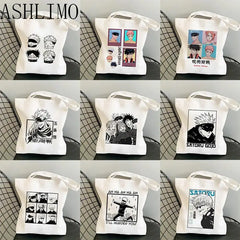 Jujutsu Kaisen Anime Shoulder Bag Harajuku Y2k Canvas Shopper Reusable Tote