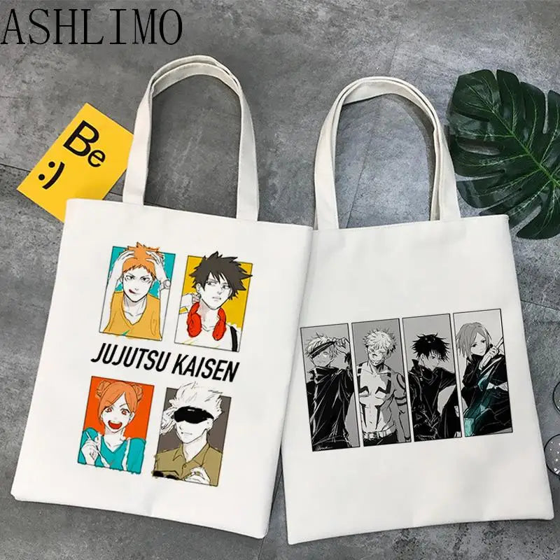 Jujutsu Kaisen Anime Shoulder Bag Harajuku Y2k Canvas Shopper Reusable Tote