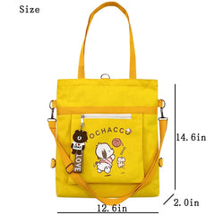 Cartoon Canvas Crossbody Bag for Women Girls