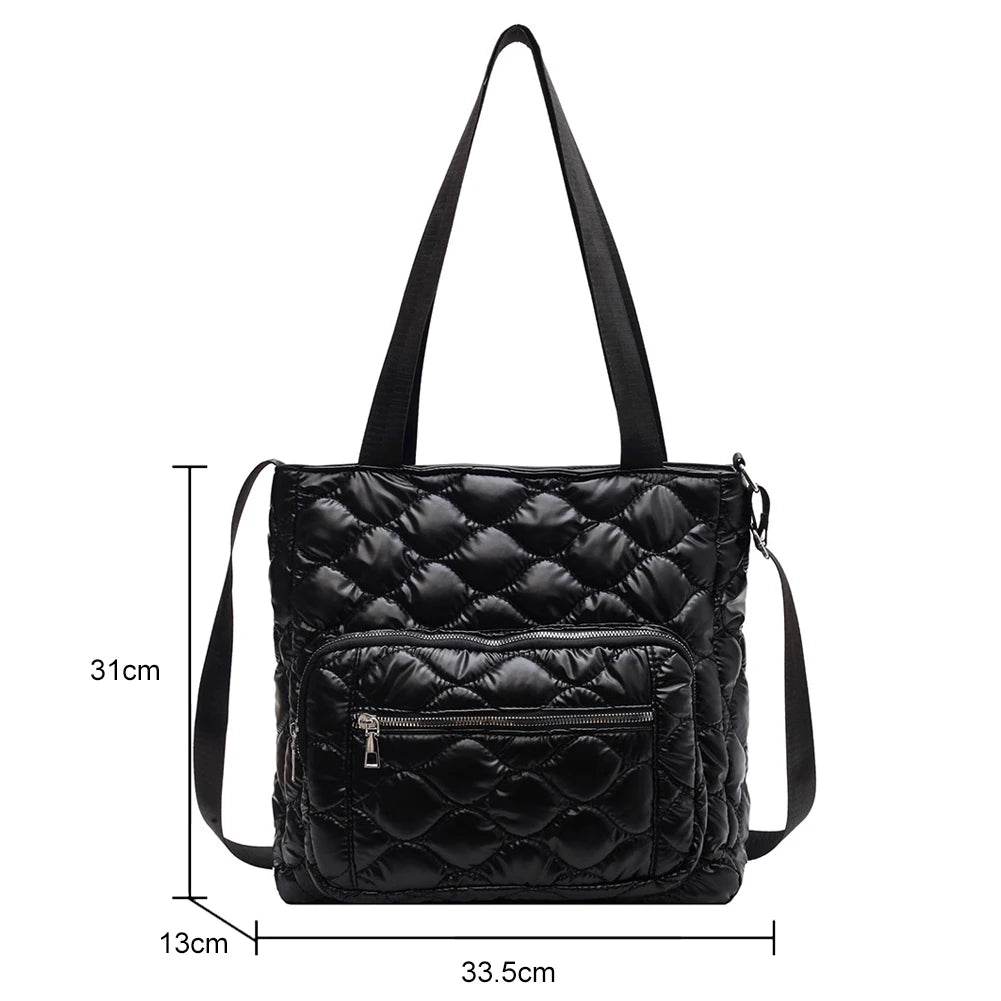 Cotton Padded Bag Women's Diamond Pattern Handbag Winter Quilted Bag