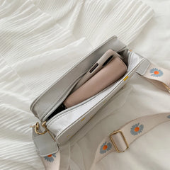 Daisy Pattern Shoulder Bag Handbags Small Square Messenger Tote Bags for Women