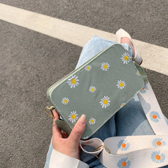 Daisy Pattern Shoulder Bag Handbags Small Square Messenger Tote Bags for Women