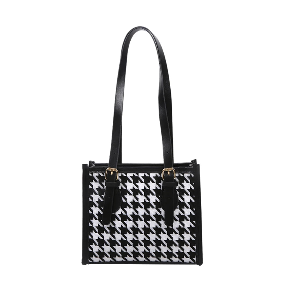 Plaid Pattern PU Leather Shoulder Bag for Women Girls