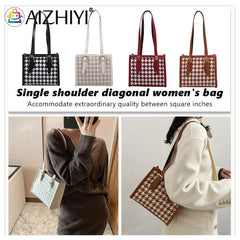 Plaid Pattern PU Leather Shoulder Bag for Women Girls
