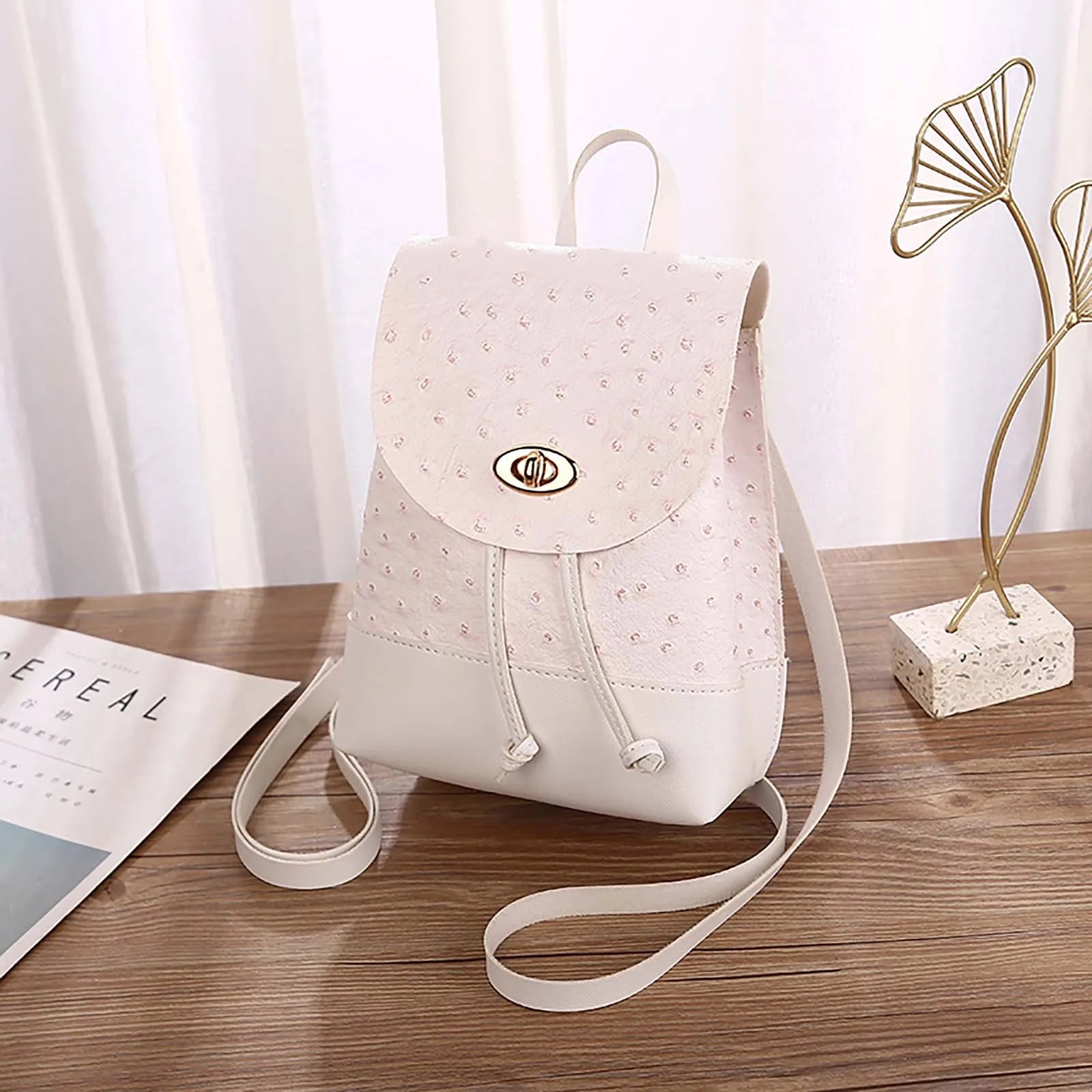 Women's Brown Leather Mini Backpack