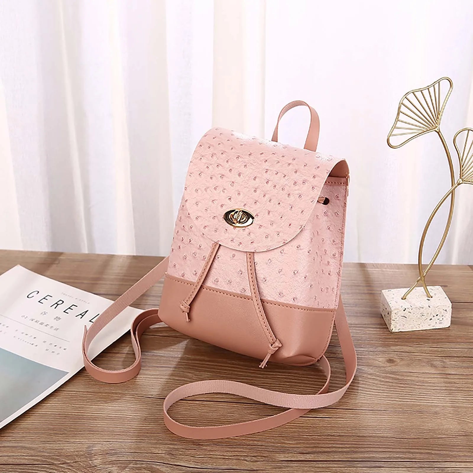 Women's Brown Leather Mini Backpack