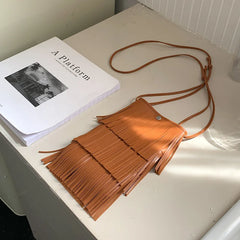 Fringe PU Shoulder Crossbody Bag Purse