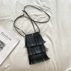 Fringe PU Shoulder Crossbody Bag Purse