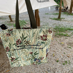 Shoulder Bag Canvas Pastoral Style Rose Flower Retro Handbag
