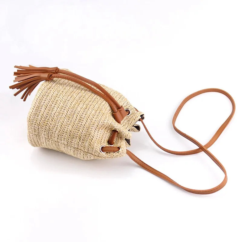 Summer Beach Bags Tassels Crossbody Bag Weaving Money Bank Knitted Handbag