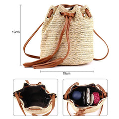 Summer Beach Bags Tassels Crossbody Bag Weaving Money Bank Knitted Handbag