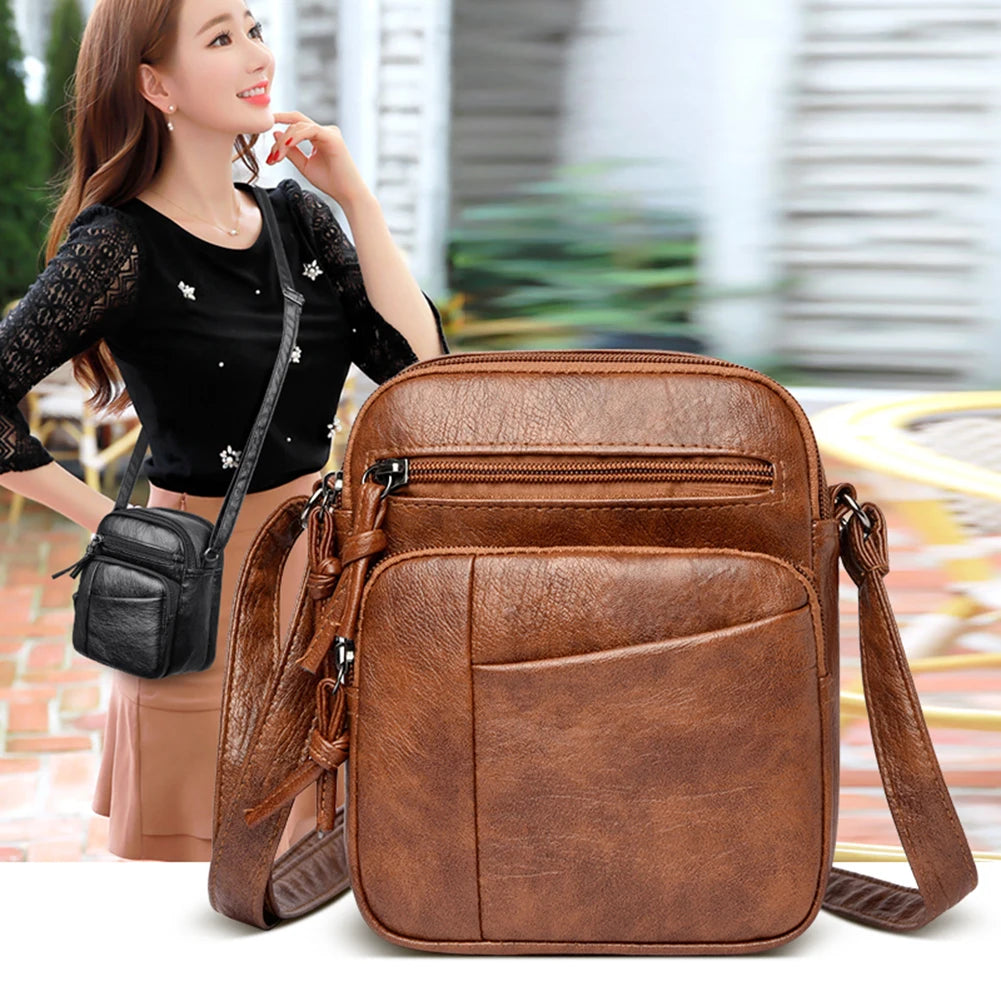 Leather Casual Shoulder Bag Small Tote Female Travel Underarm Top Handle Bag