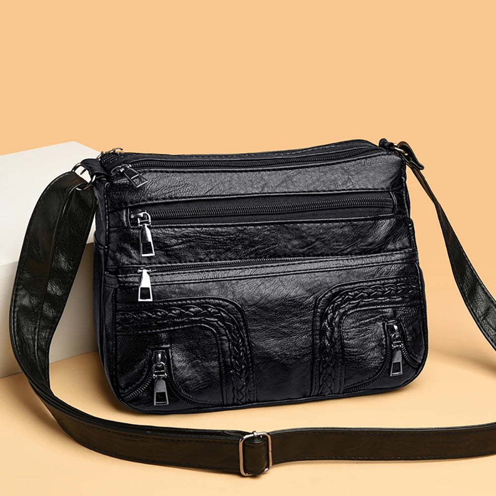 Leather Casual Shoulder Bag Small Tote Female Travel Top Handle Bags