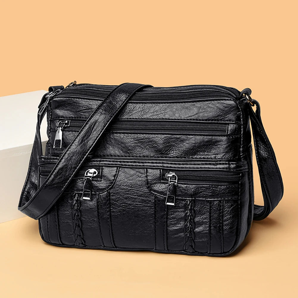 Leather Casual Shoulder Bag Small Tote Female Travel Top Handle Bags