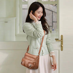 Leather Casual Shoulder Bag Small Tote Female Travel Top Handle Bags