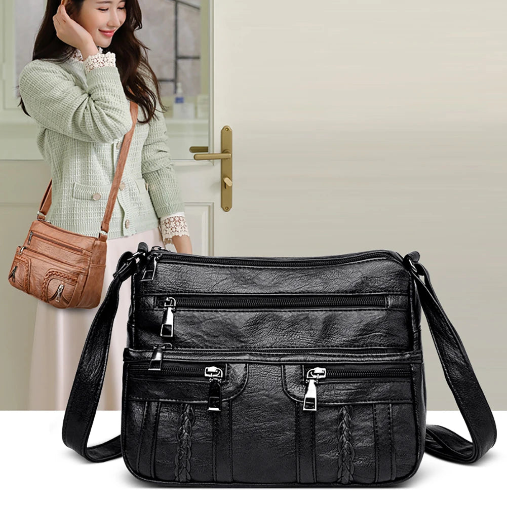 Leather Casual Shoulder Bag Small Tote Female Travel Top Handle Bags