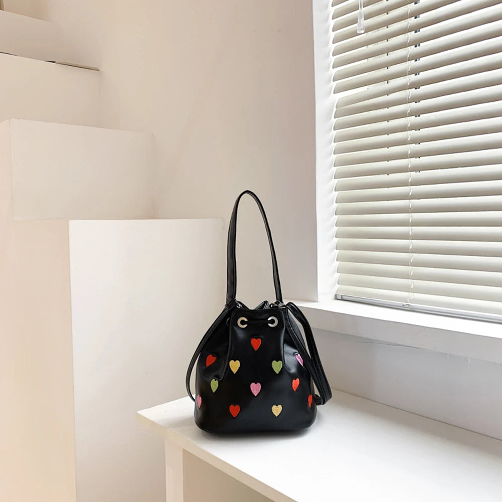 Love Heart Embroidered Crossbody Shoulder Bag