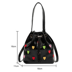 Love Heart Embroidered Shoulder Bag Crossbody