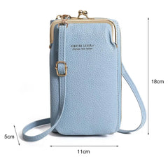 Lychee Texture Crossbody Phone Bag Faux Leather Messenger Bag
