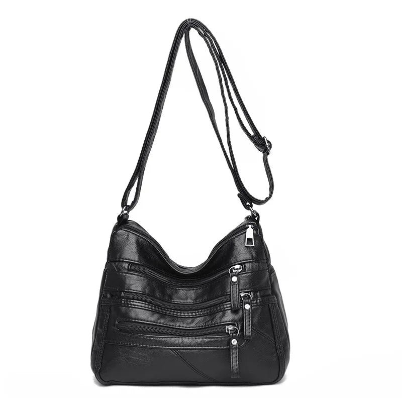 Multi-Zipper Cross-Body Shoulder Bag for Women