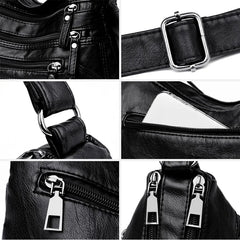Multi-Zipper Cross-Body Shoulder Bag for Women