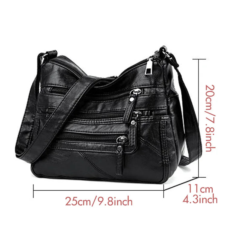 Multi-Zipper Cross-Body Shoulder Bag for Women