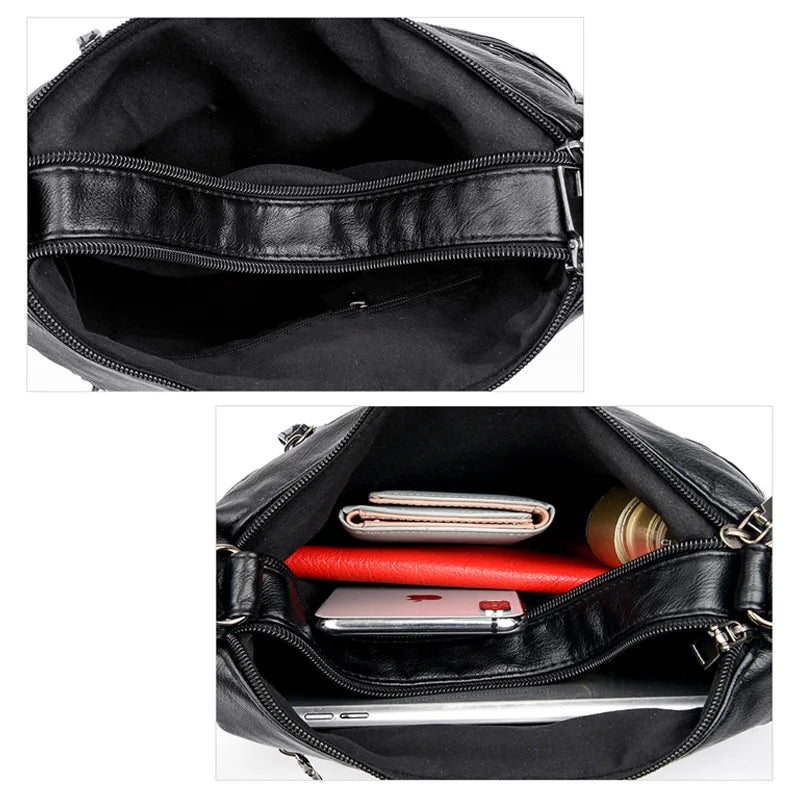 Multi-Zipper Cross-Body Shoulder Bag for Women